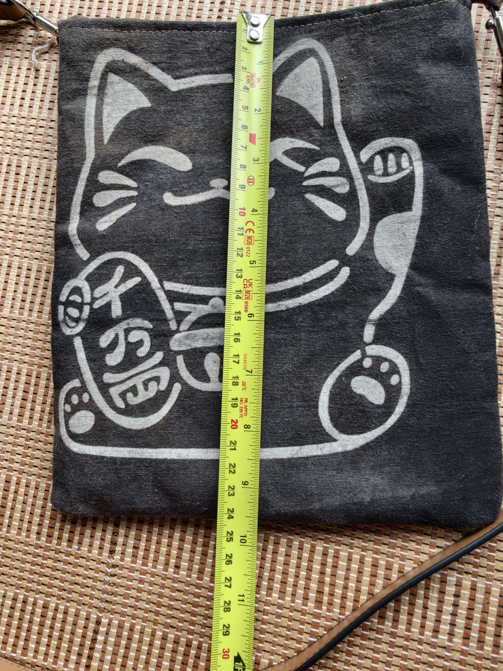 Canvas Lucky Cat Crossbody Bag in Dark Brown - Picture 6 of 9